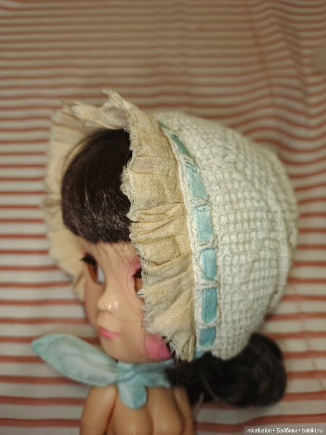 Чепчик на антикварную или винтажную куклу, реплику или Блайз (фото 8)