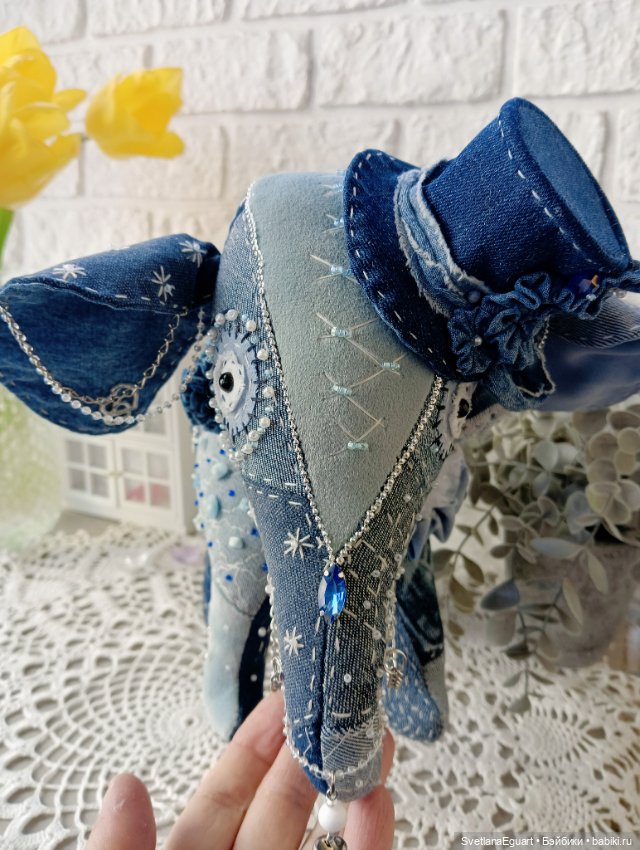 Джинсовый слон Альберт 🐘 — Авторские игрушки (фото 2)