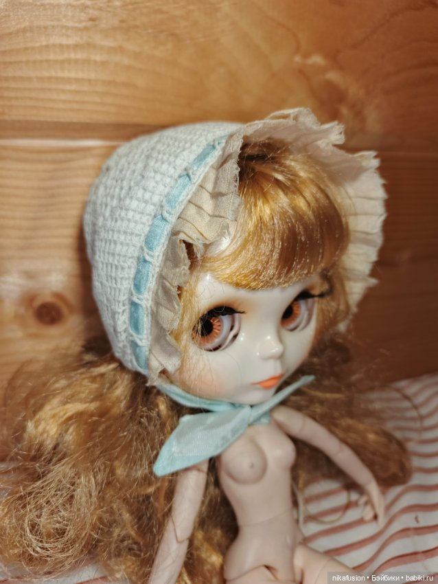 Чепчик на антикварную или винтажную куклу, реплику или Блайз (фото 6)