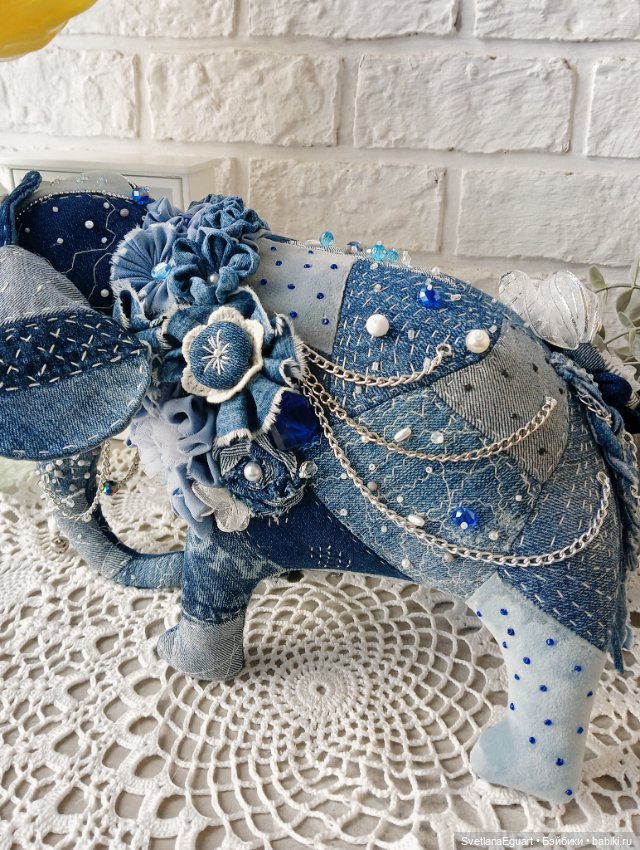 Джинсовый слон Альберт 🐘 — Авторские игрушки (фото 4)