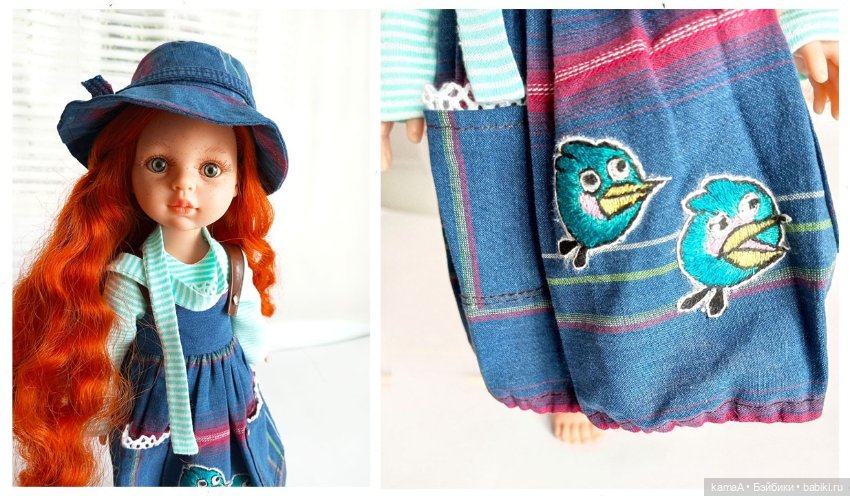 Джинсовый наряд для куклы Паола Рейна (лис и воробьи) (фото 5)