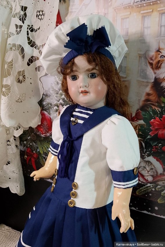 Комплект в морском стиле для антикварных кукол и реплик 54-56см.роста