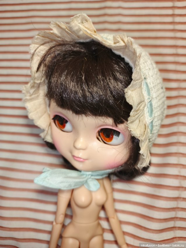 Чепчик на антикварную или винтажную куклу, реплику или Блайз (фото 7)