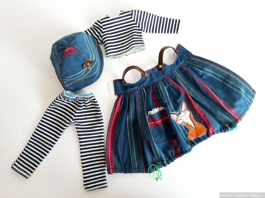Джинсовый наряд для куклы Паола Рейна (лис и воробьи) (фото 3)