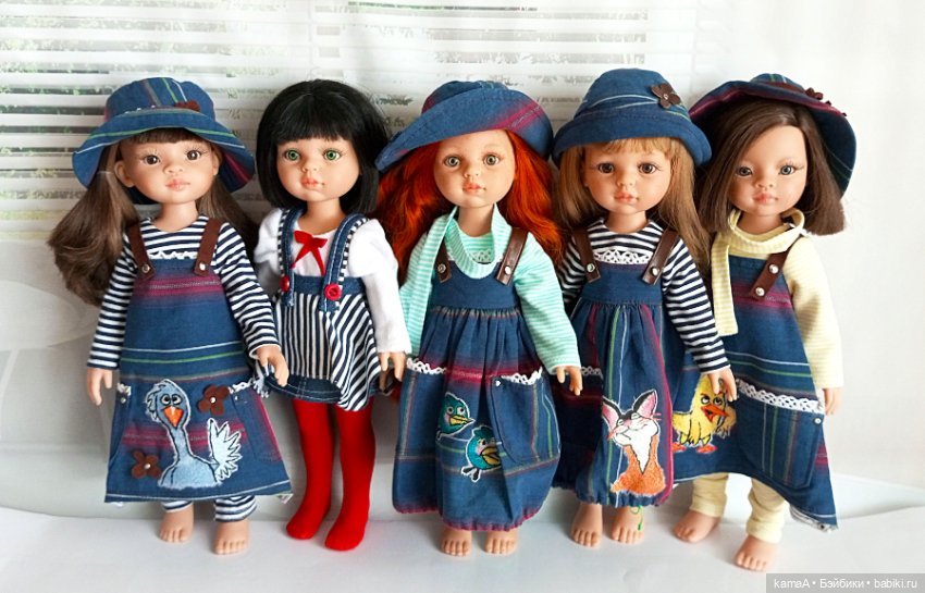 Джинсовый наряд для куклы Паола Рейна (гусь и цыпленок) (фото 7)