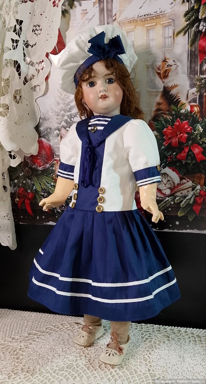 Комплект в морском стиле для антикварных кукол и реплик 54-56см.роста
