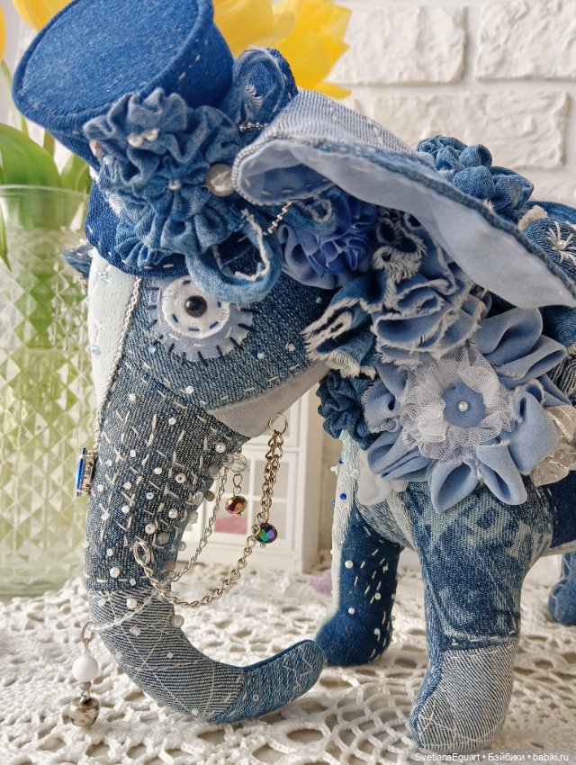 Джинсовый слон Альберт 🐘 — Авторские игрушки (фото 3)