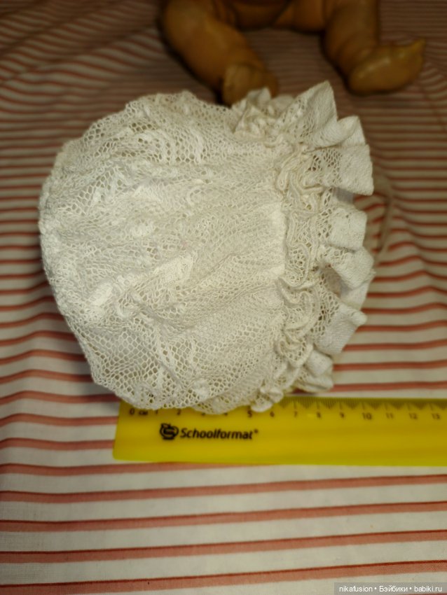 Чепчик - боннет из антикварных тканей для винтажной или антикварной куклы (фото 9)