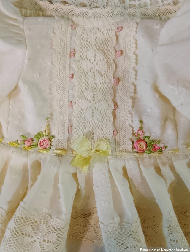 Платье для антикварных кукол и реплик на рост 45-50см