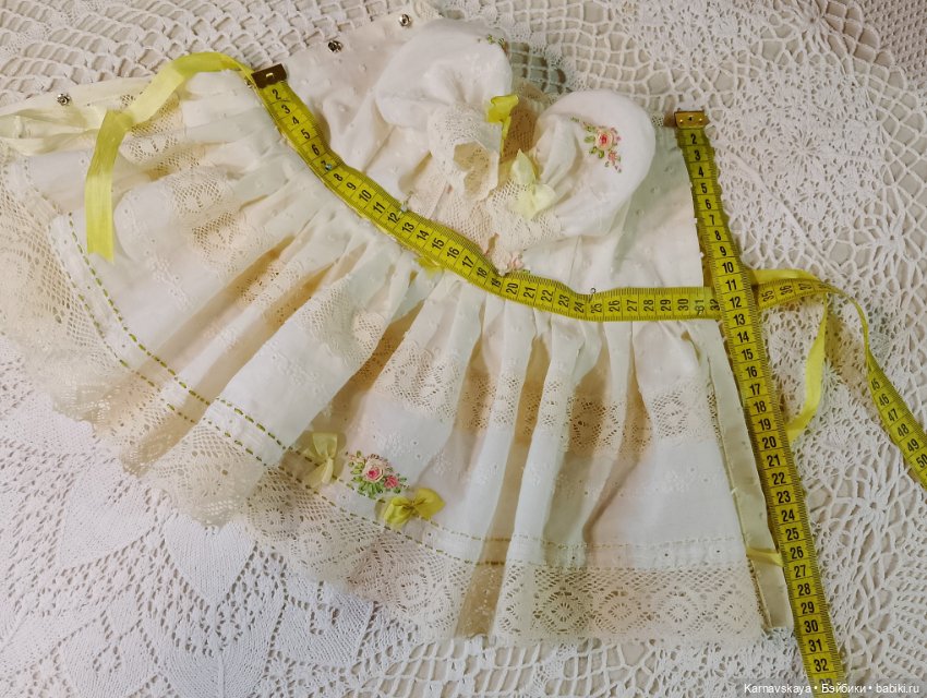 Платье для антикварных кукол и реплик на рост 45-50см