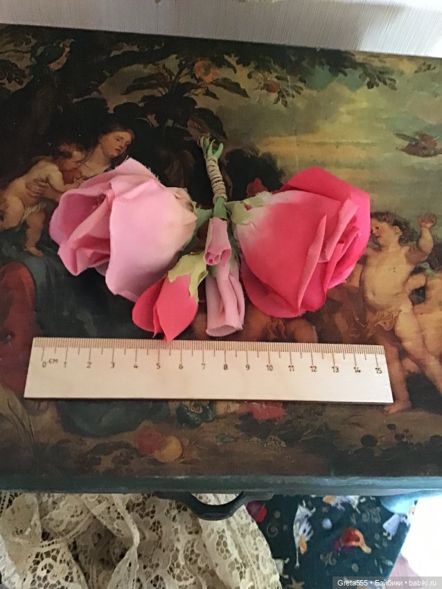 Крупная старинная бутоньерка , 60-е годы , Чехия , букет роз , прекрасное состояние