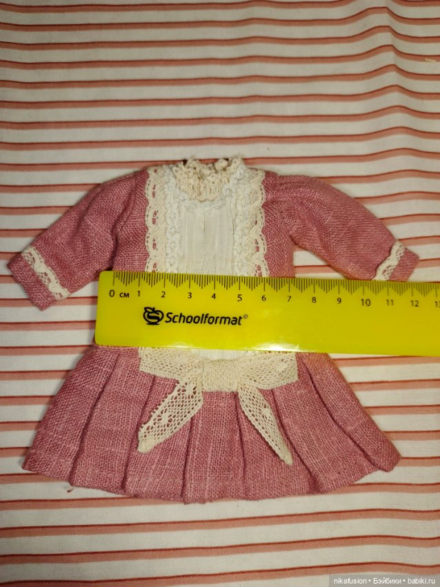 Платье лён на антикварную или винтажную куклу рост 20-22 см (фото 5)