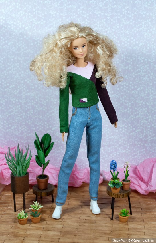 Бадлон "Колорблок 2" с вышивкой для барби (высокая), бжд (фото 2)