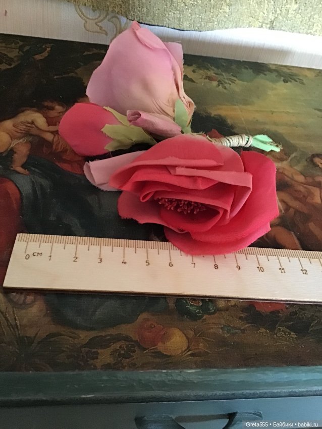 Крупная старинная бутоньерка , 60-е годы , Чехия , букет роз , прекрасное состояние