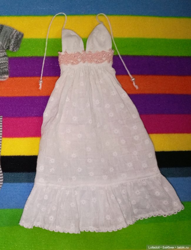 🌿 Белый сарафан для кукол формата 1/6 🌿 (фото 8)