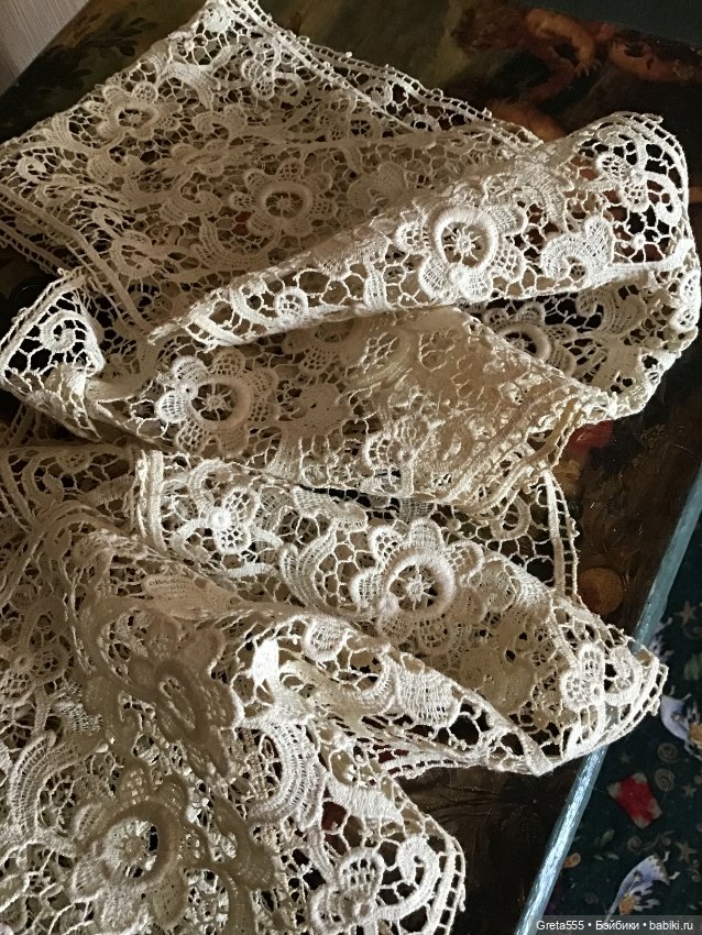 Антикварное кружево , сплетенное на коклюшках , до 1917 года