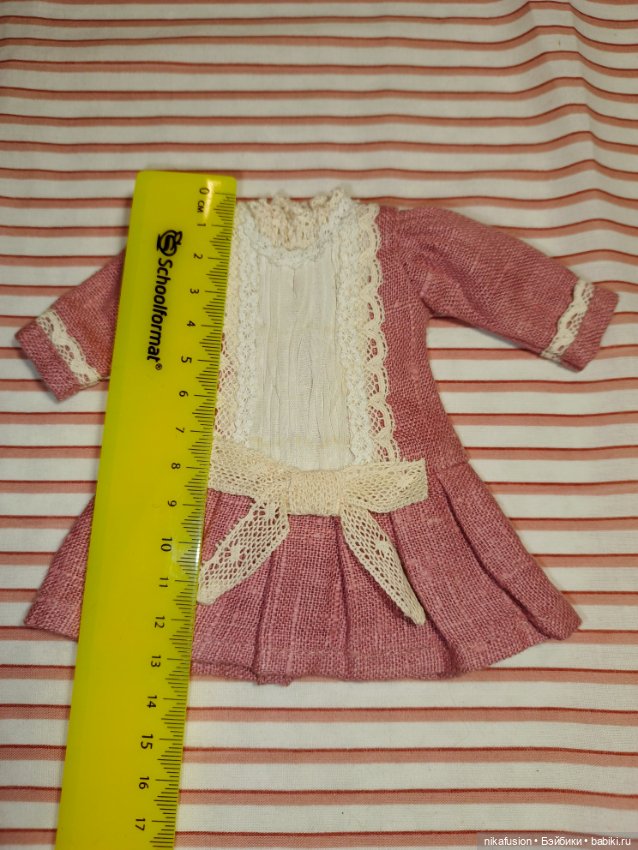 Платье лён на антикварную или винтажную куклу рост 20-22 см (фото 6)