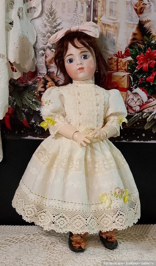 Платье для антикварных кукол и реплик на рост 45-50см