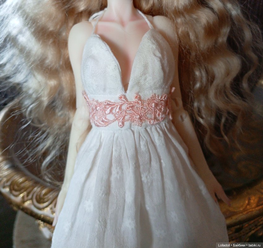 🌿 Белый сарафан для кукол формата 1/6 🌿 (фото 5)