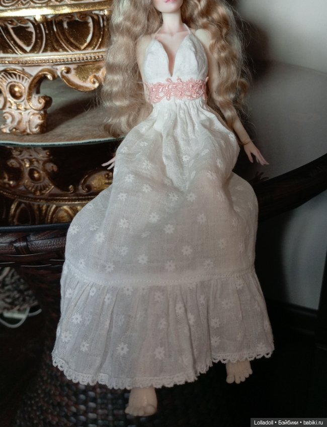 🌿 Белый сарафан для кукол формата 1/6 🌿 (фото 2)