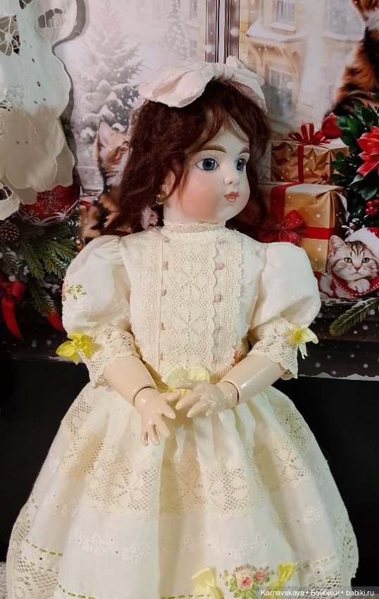 Платье для антикварных кукол и реплик на рост 45-50см (фото 5)