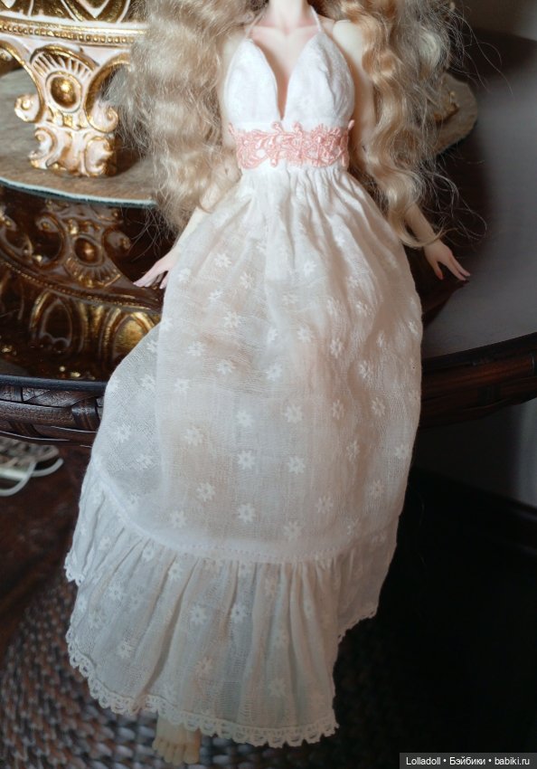 🌿 Белый сарафан для кукол формата 1/6 🌿 (фото 3)