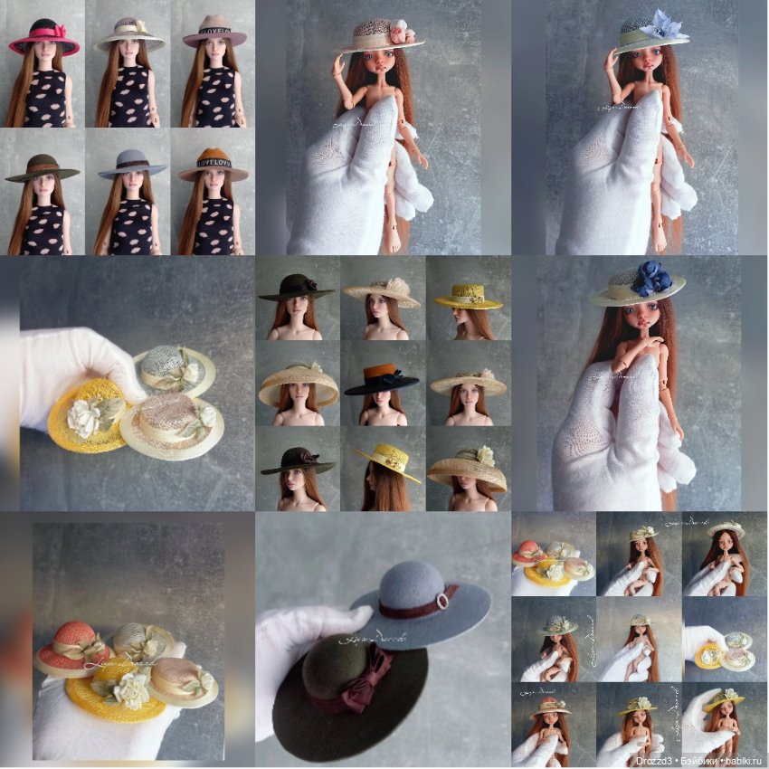 Авторские шляпки для коллекционных кукол