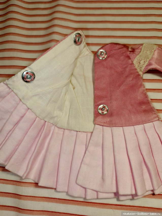 Платье шёлк на антикварную или винтажную куклу рост 22-24 см (фото 9)