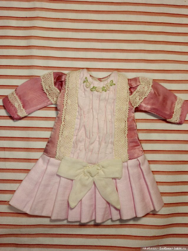 Платье шёлк на антикварную или винтажную куклу рост 22-24 см (фото 6)