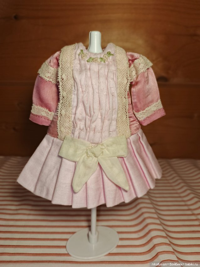 Платье шёлк на антикварную или винтажную куклу рост 22-24 см (фото 5)