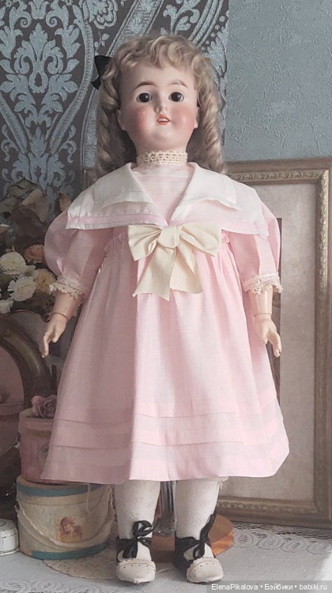 Платье и парик для антикварной куклы (фото 3)