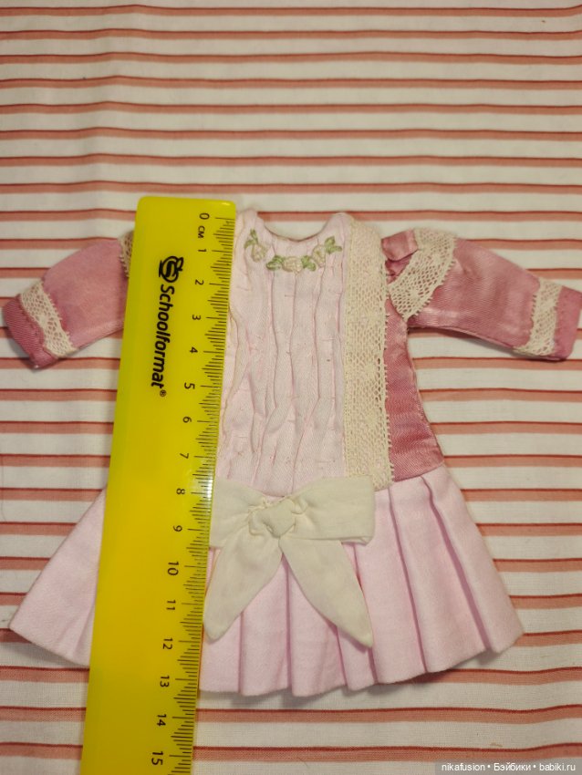 Платье шёлк на антикварную или винтажную куклу рост 22-24 см (фото 8)