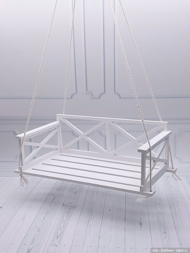 Белые подвесные качели для кукол формата 1/6 от Woodentales (фото 8)
