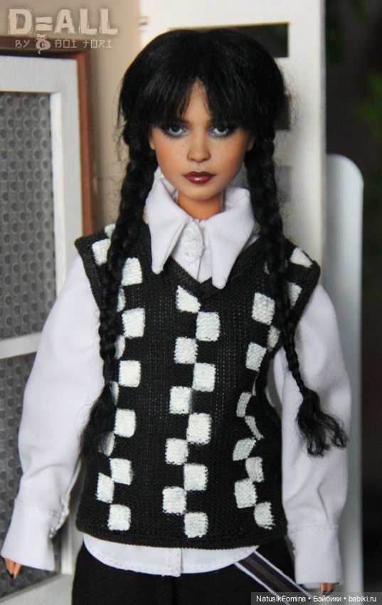 ООАК кукла Барби в образе Уэнсдей Аддамс Wednesday Addams фулсет