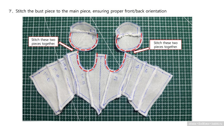 Выкройка для куклы 1/4 BJD юбка корсет накидка / PDF в натуральную величину + пошаговое руководство (фото 5)