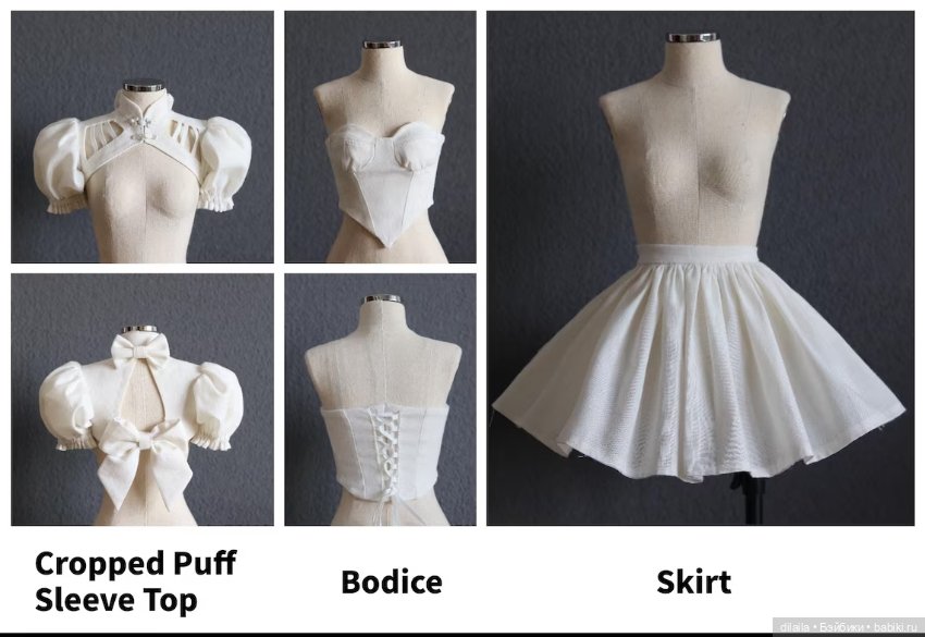 Выкройка для куклы 1/4 BJD юбка корсет накидка / PDF в натуральную величину + пошаговое руководство (фото 2)