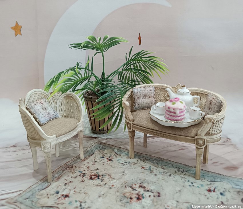 Комплект "Винтаж" - диванчик, два кресла, ковер, подушки (фото 10)