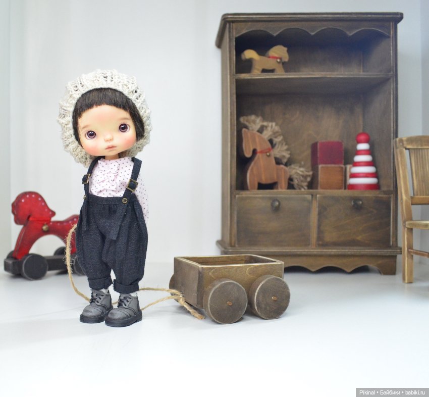 Тележка деревянная) — Аксессуары для кукольных фотосессий (фото 5)