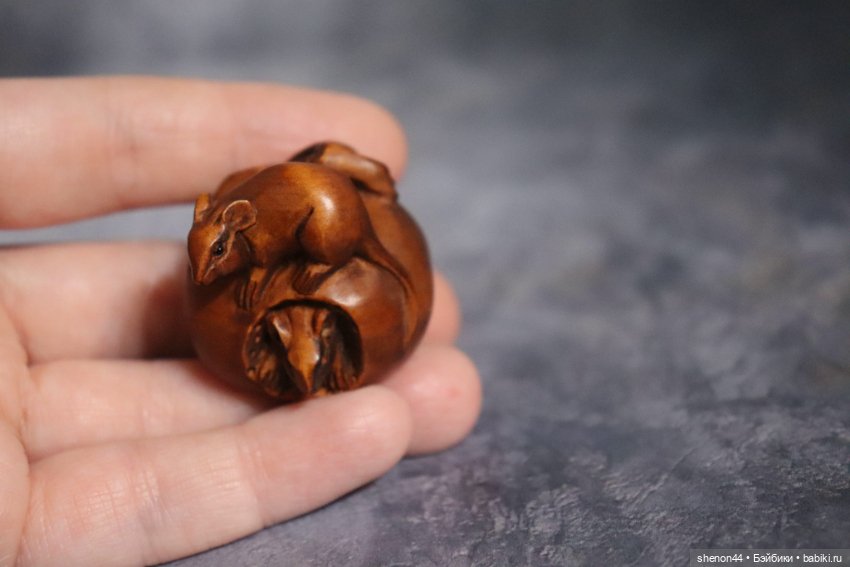 Нэцкэ "Мышки на яблочке" — Статуэтки (фото 8)