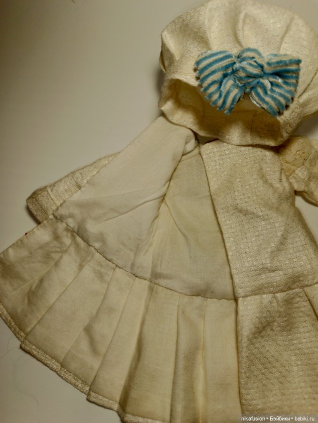 Платье лён в морском стиле на антикварную или винтажную куклу 28-30 см (фото 7)