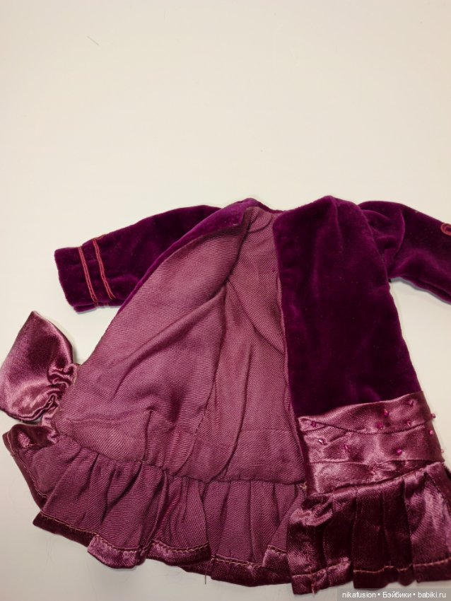 Платье бархат на антикварную или винтажную куклу 28-32 см (фото 7)