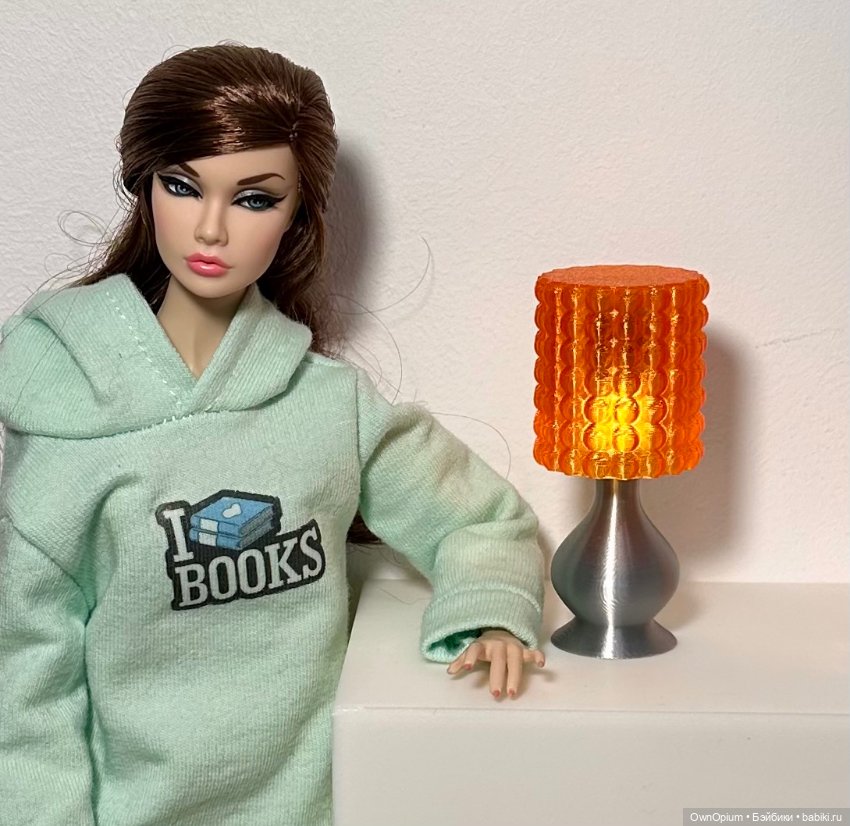 Лампа (пузырьковый абажур, оранжевый, серебристое основание) (фото 2)