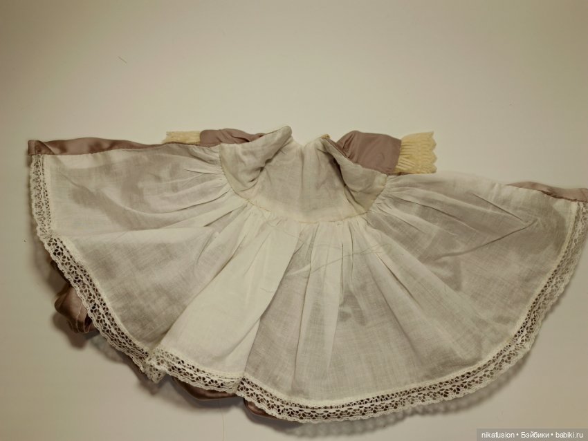 Платье шёлк на антикварную или винтажную куклу рост 27-30 см (фото 5)