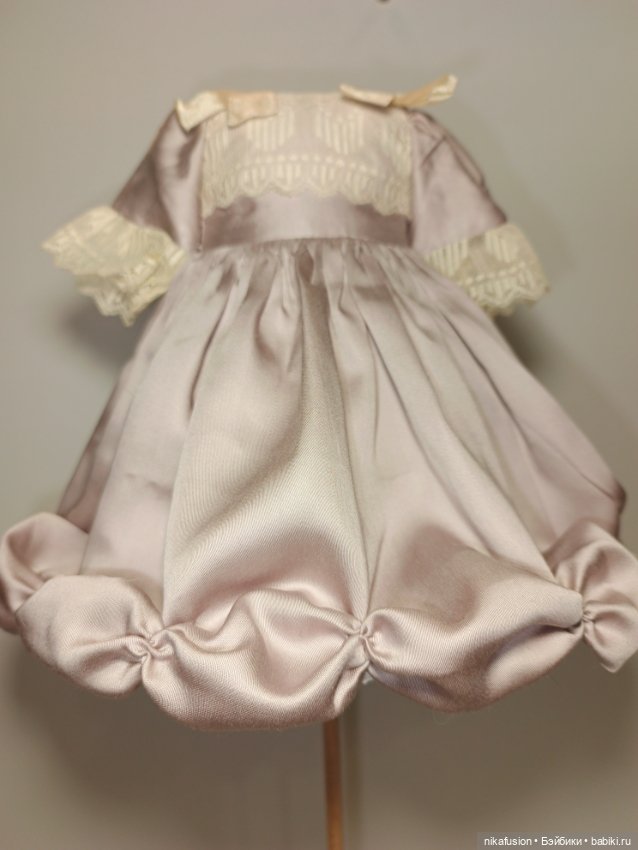 Платье шёлк на антикварную или винтажную куклу рост 27-30 см (фото 2)