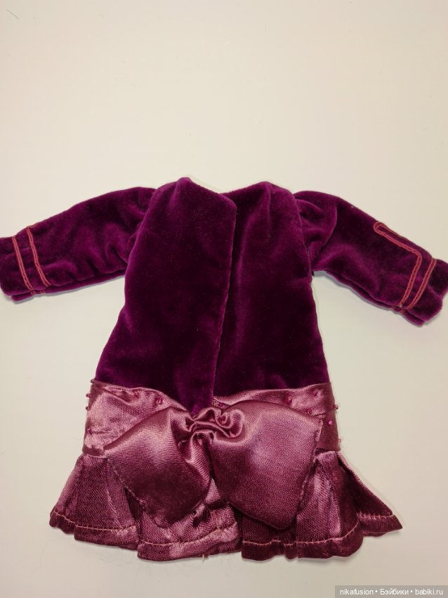 Платье бархат на антикварную или винтажную куклу 28-32 см (фото 6)