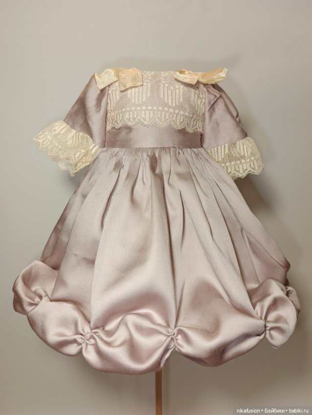 Платье шёлк на антикварную или винтажную куклу рост 27-30 см (фото 3)