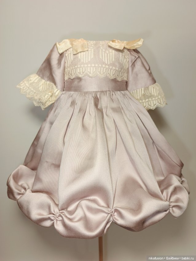 Платье шёлк на антикварную или винтажную куклу рост 27-30 см (фото 7)