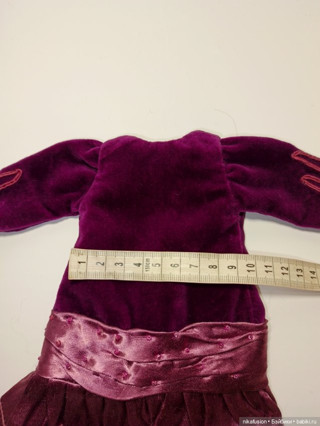 Платье бархат на антикварную или винтажную куклу 28-32 см (фото 4)