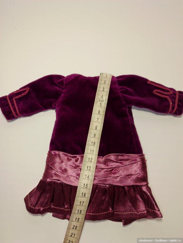 Платье бархат на антикварную или винтажную куклу 28-32 см (фото 5)