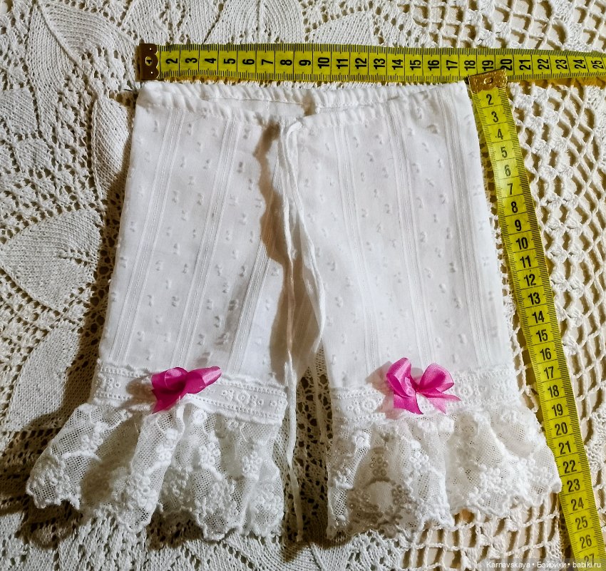 Комплект нижнего белья из панталончиков и рубашечки для антикварных кукол и реплик 54-60см роста (фото 8)